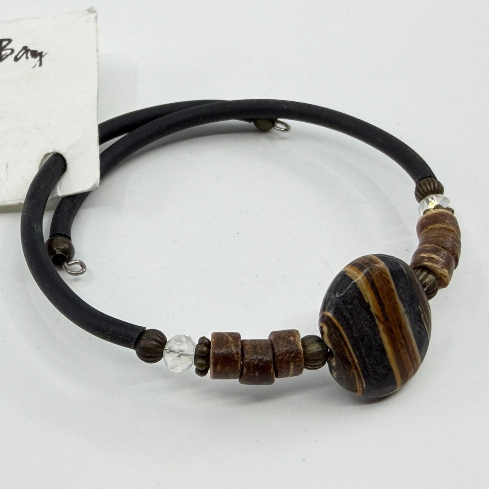 Luzluna Tiger Eye Crystal Memory Wire Wrap Bracelet - Boho Gift